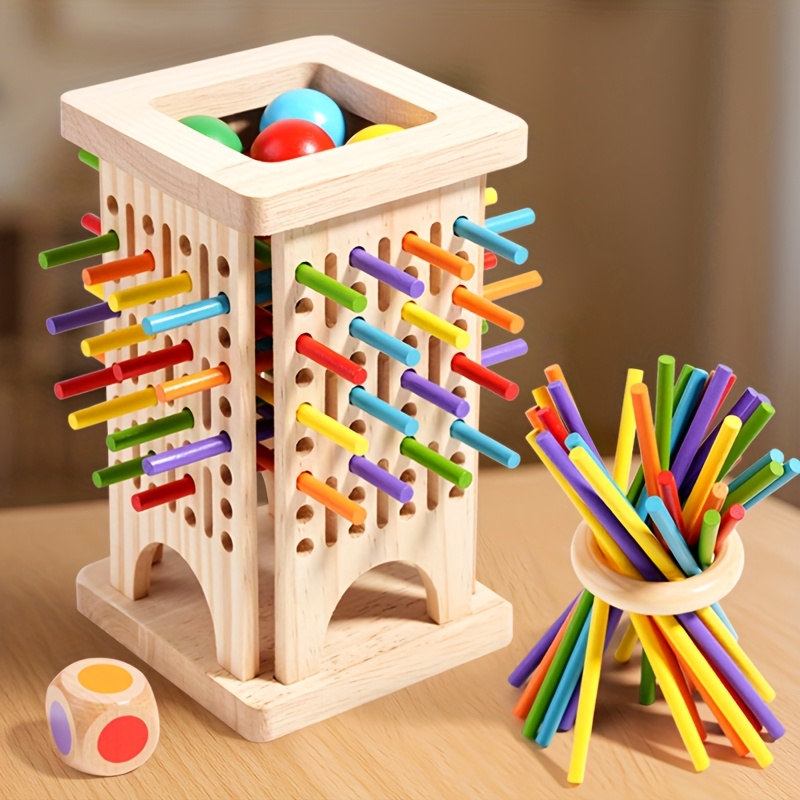 Board Game Enthusiast - Permainan Papan Kayu Montessori Tongkat Warna-warni