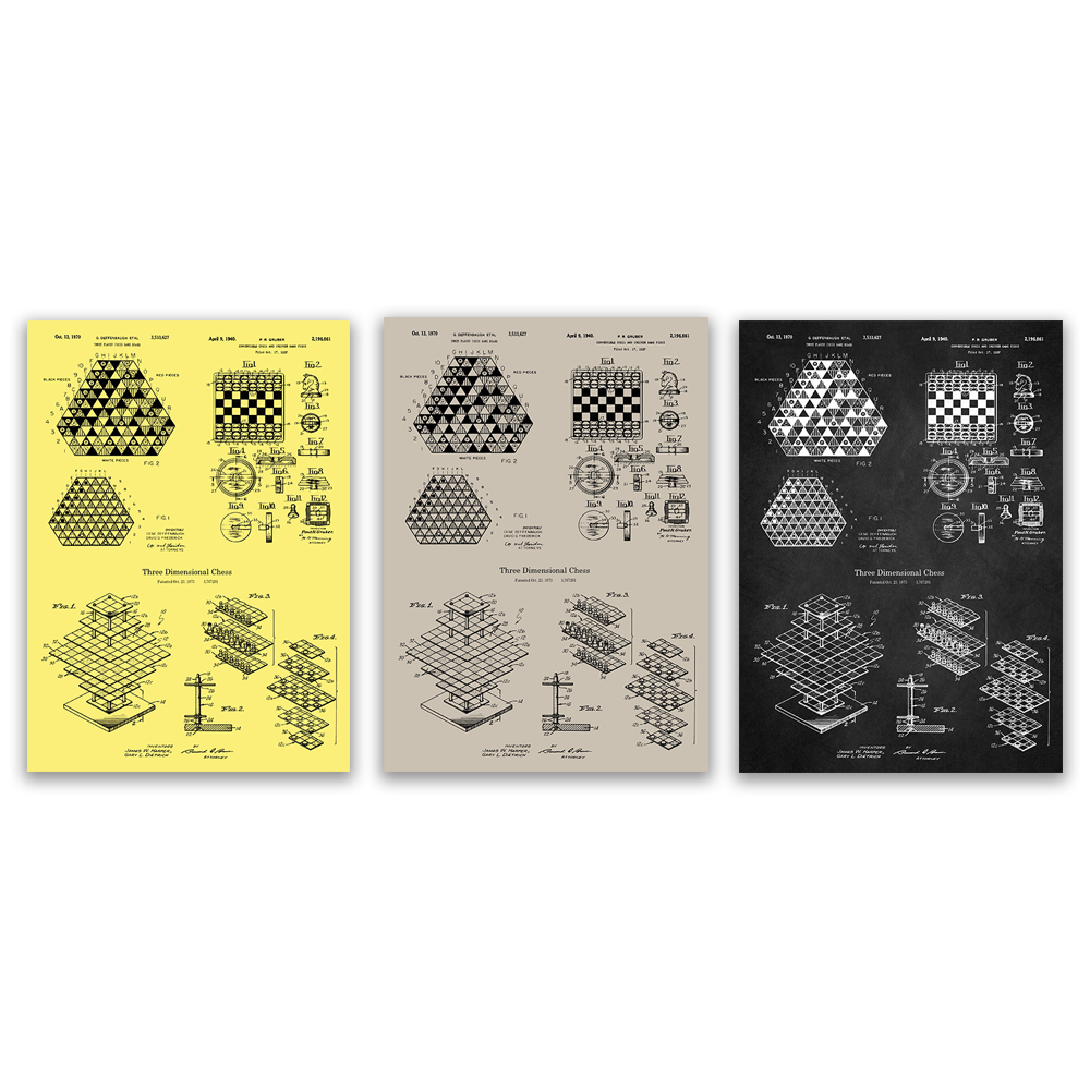 Board Game For 3 Players - Catur 3 Pemain, Poster Cetak Peta