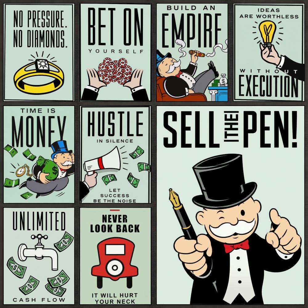 Board Game Monopoli - Poster Permainan Monopoli Keluarga, Stiker Dinding
