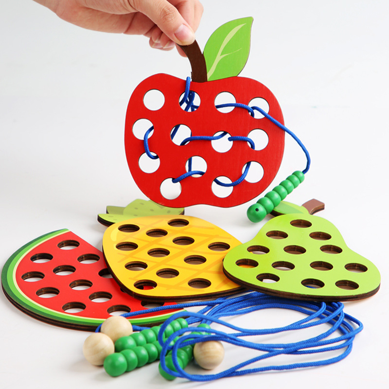 Board Game Idea - 1Set Mainan Threading Buah Montessori Menyenangkan